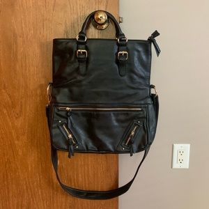 Black Fold-over Crossbody Bag